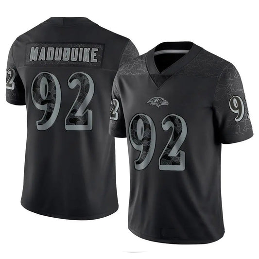 B.Ravens #92 Justin Madubuike Player Black REFLECTIVE Limited Football Jerseys
