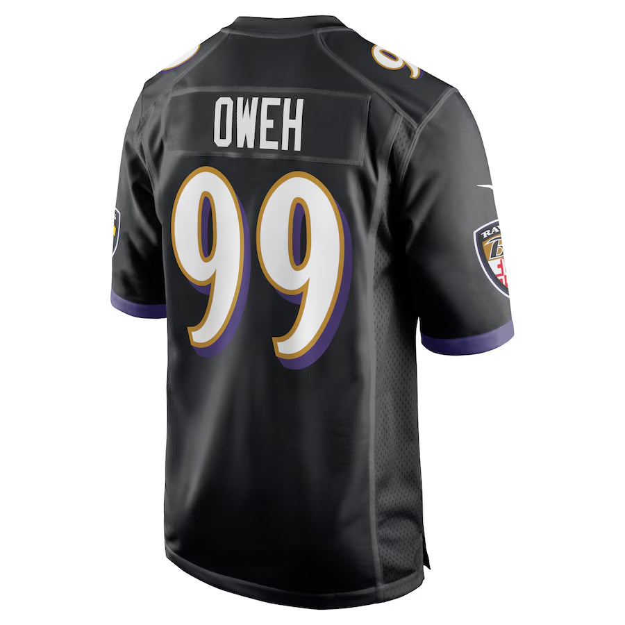 B.Ravens #99 Odafe Oweh Player Black Home Game Football Jerseys