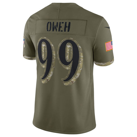 B.Ravens #99 Odafe Oweh Player Salute To Service Olive Football Jerseys