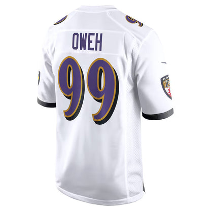 B.Ravens #99 Odafe Oweh Player White Home Game Football Jerseys
