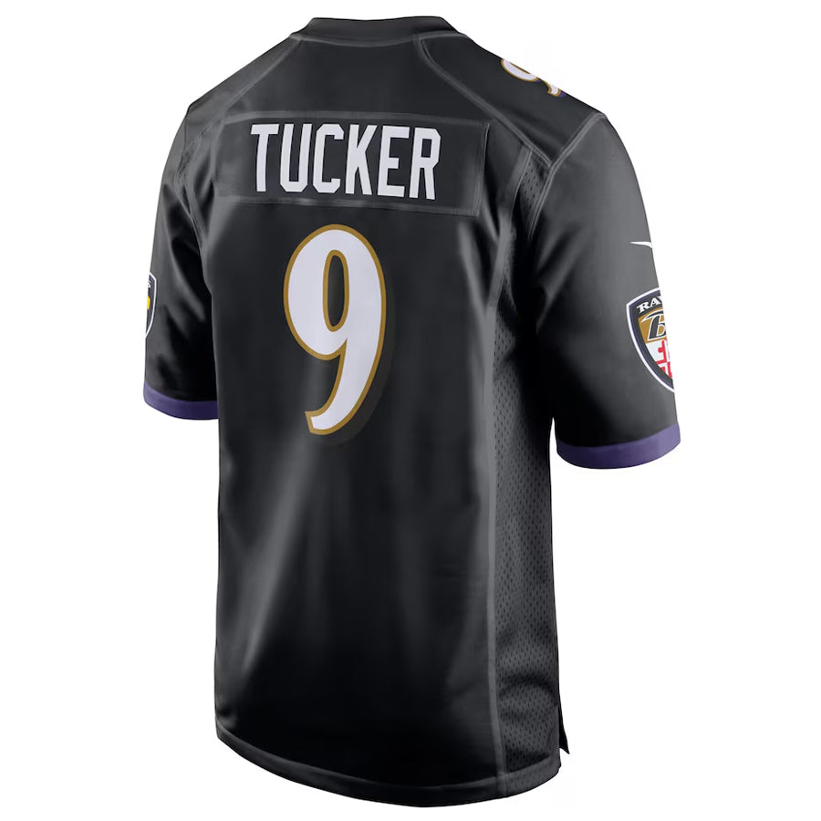 B.Ravens #9 Justin Tucker Player Black Home Game Football Jerseys