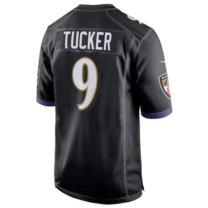 B.Ravens #9 Justin Tucker Player Black Home Game Football Jerseys
