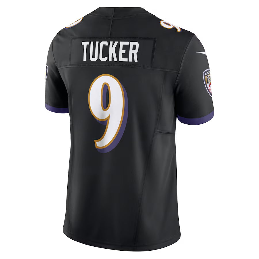 B.Ravens #9 Justin Tucker Player Black Vapor F.U.S.E. Limited Football Jerseys