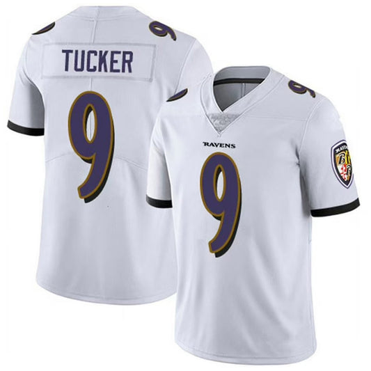 B.Ravens #9 Justin Tucker Player White Vapor F.U.S.E. Limited Football Jerseys