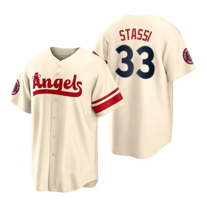 Los Angeles Angels #33 Max Stassi Cream Stitched 2022 City Connect Jersey Men Youth Women Baseball Jerseys