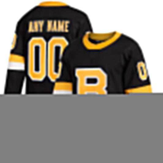 Custom B.Bruins Alternate Authentic Jersey Black Stitched American Hockey Jerseys