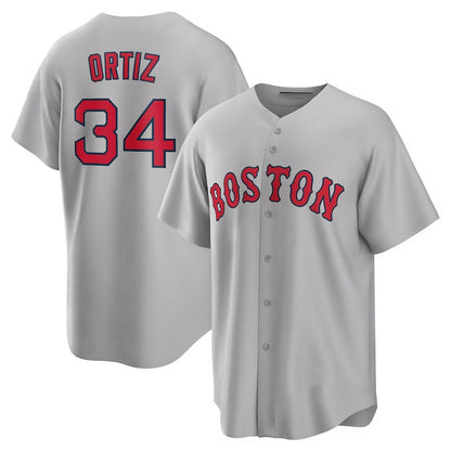 Boston Red Sox #34 David Ortiz Road Replica Player Jersey - Gray Stitched Baseball Jersey