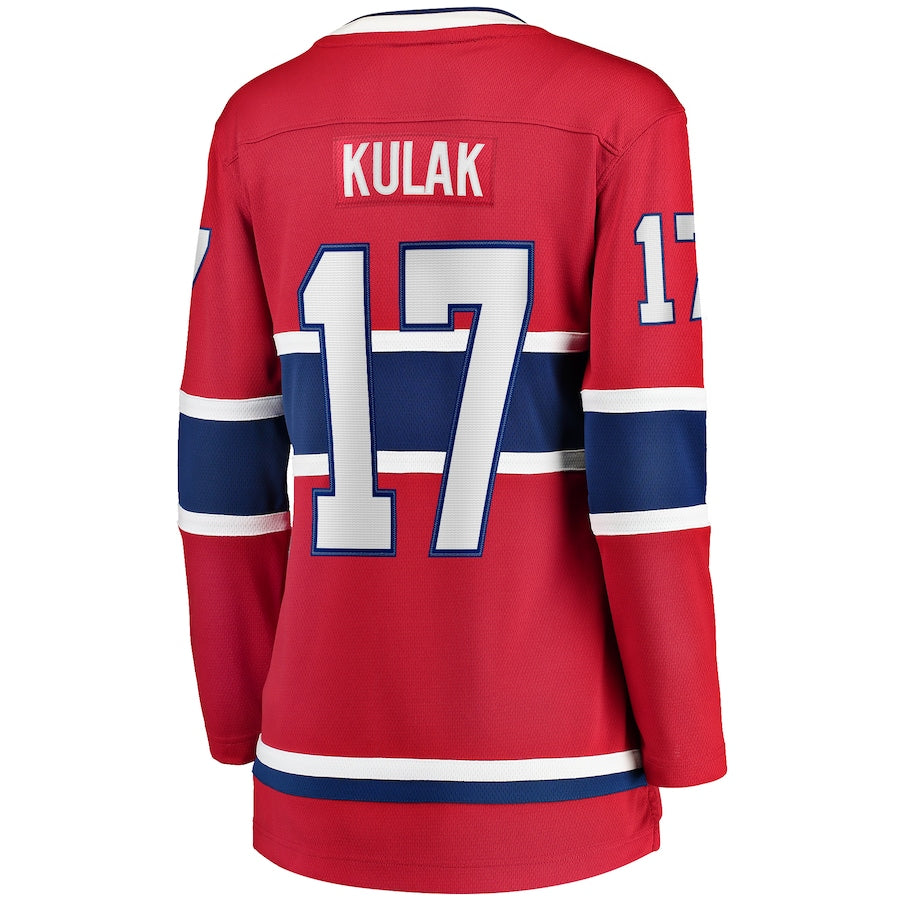 M.Canadiens #17 Brett Kulak Fanatics Branded Home Breakaway Player Jersey Red Stitched American Hockey Jerseys