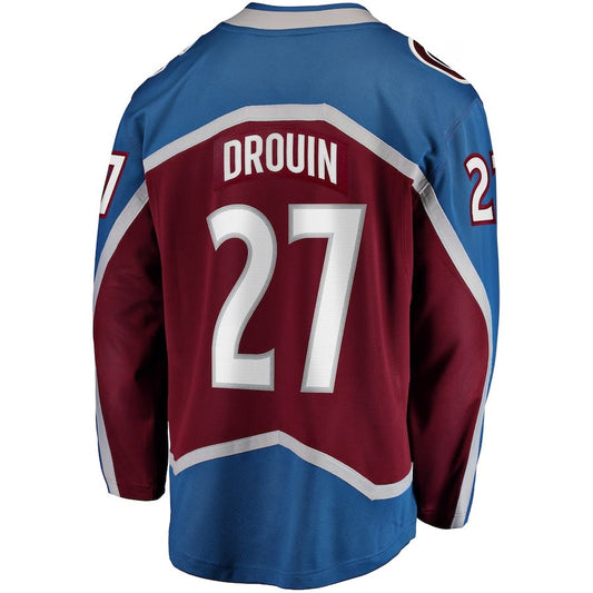 C.Avalanche #27 Jonathan Drouin Fanatics Home Breakaway Jersey - Maroon Stitched American Hockey Jerseys