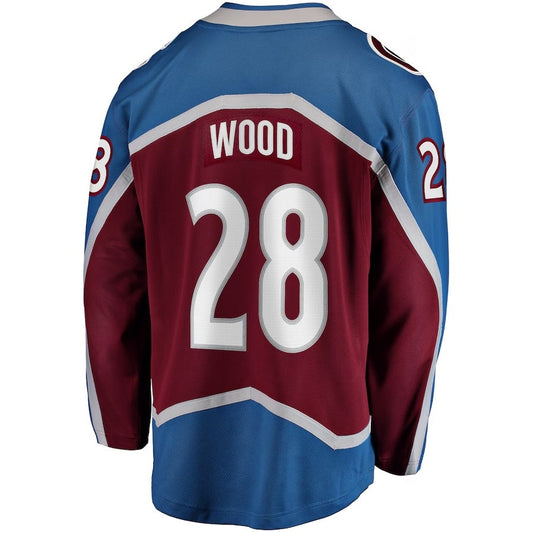 C.Avalanche #28 Miles Wood Fanatics Home Breakaway Jersey - Maroon Stitched American Hockey Jerseys