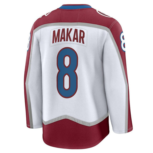 C.Avalanche #8 Cale Makar Fanatics Away Premium Jersey - White Stitched American Hockey Jerseys