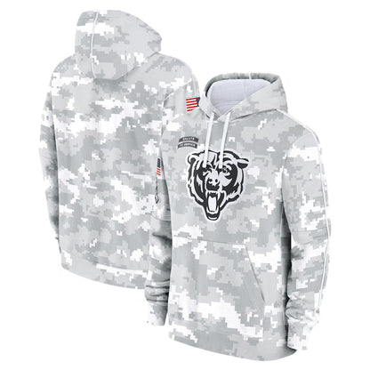 C.Bears Arctic Camo Salute to Service Pullover Hoodie Game Football Jerseys