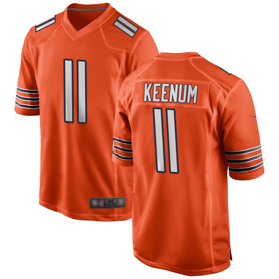 C.Bears #11 Case Keenum Player Orange Home Game Football Jerseys