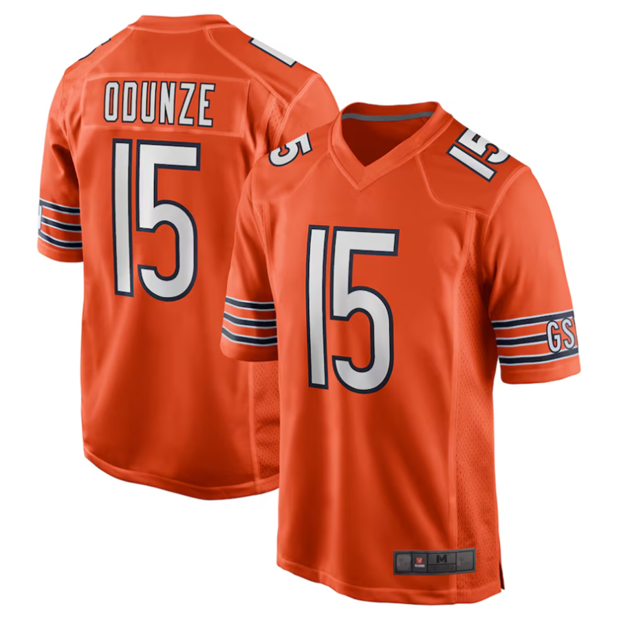 C.Bears #15 Rome Odunze Orange Player Game Football Jerseys