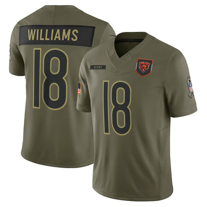 C.Bears #18 Caleb Williams Player Olive Salute to Service Limited Football Jerseys