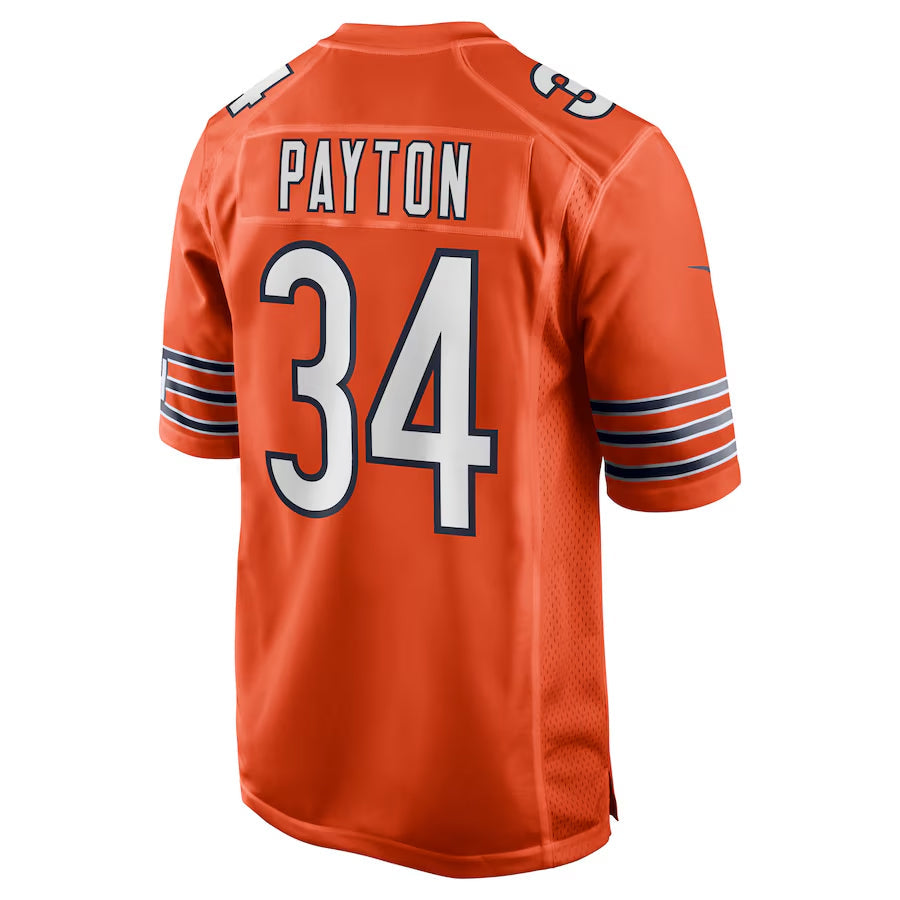 C.Bears #34 Walter Payton Player Orange Alternate Game Football Jerseys