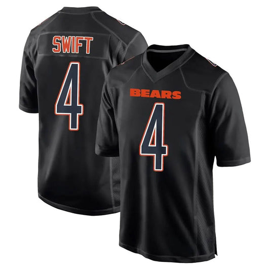 C.Bears #4 D'Andre Swift Player Black Carbon Fashion Game Football Jerseys