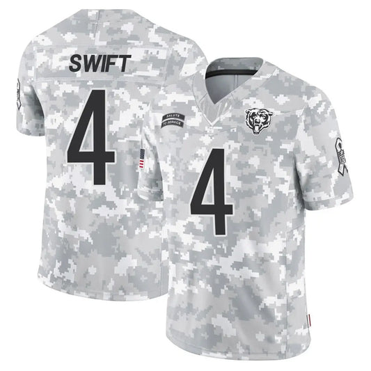 C.Bears #4 D'Andre Swift Player White Arctic Camo Salute to Service Limited Football Jerseys