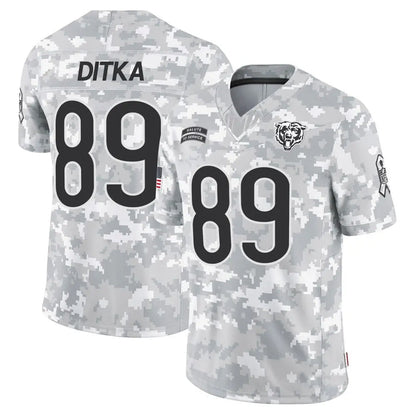 C.Bears #89 Mike Ditka Player White Arctic Camo Salute to Service Limited Football Jerseys