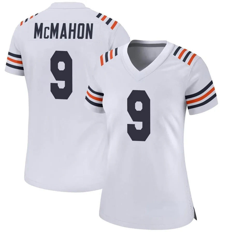 C.Bears #9 Jim McMahon Player White Alternate Classic Game Football Jerseys