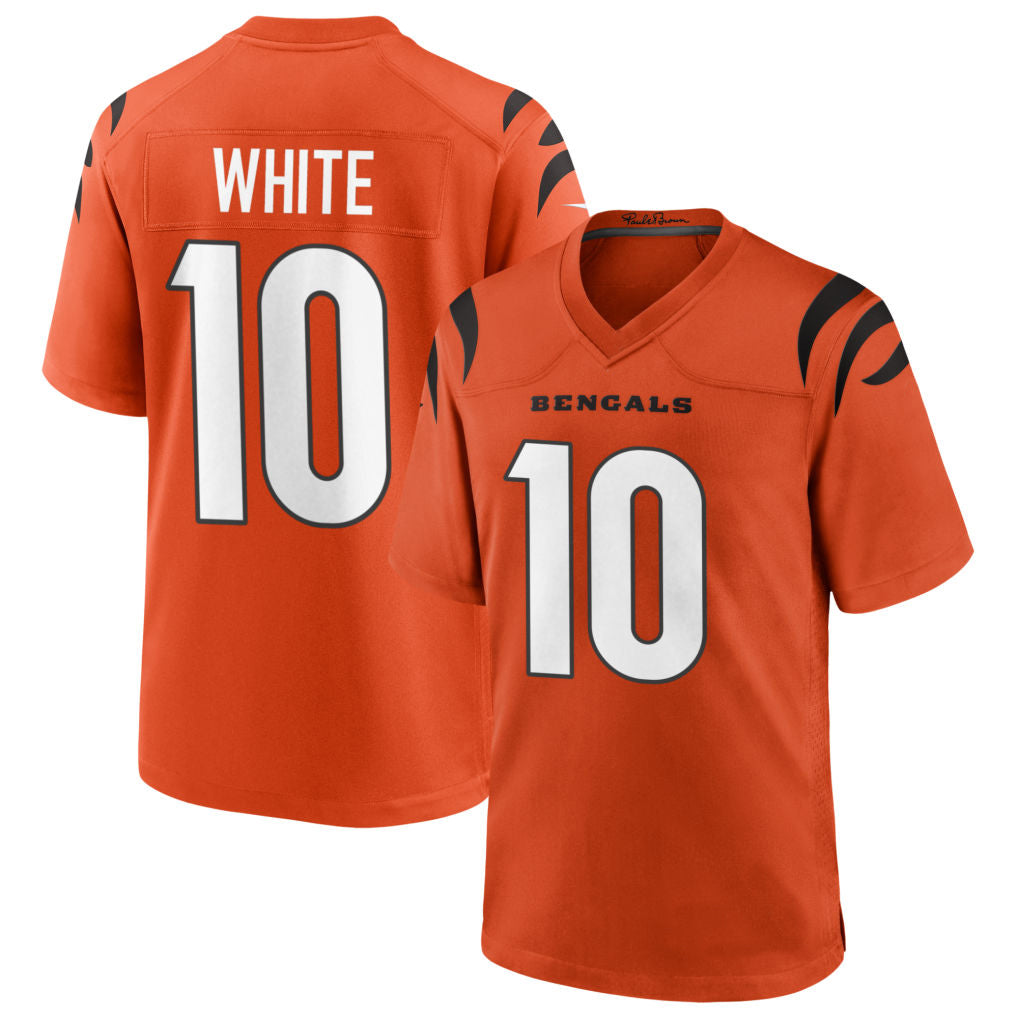C.Bengals #10 Mike White Player Orange Home Game Football Jerseys