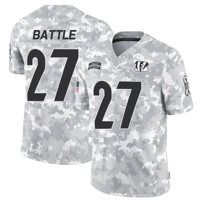 C.Bengals #27 Jordan Battle Player Arctic Camo Salute to Service Limited Football Jerseys