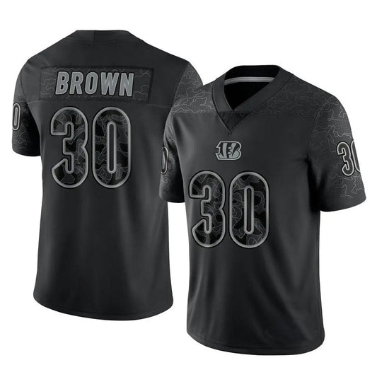 C.Bengals #30 Chase Brown Player Black RFLCTV Limited Football Jerseys
