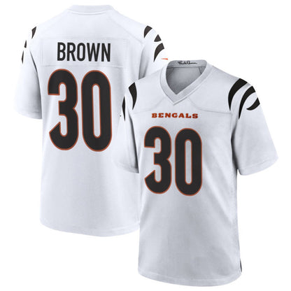 C.Bengals #30 Chase Brown Player White Home Game Football Jerseys