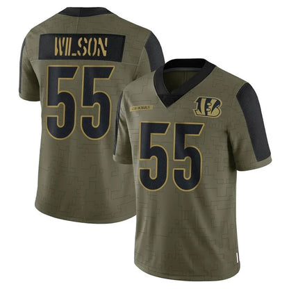 C.Bengals #55 Logan Wilson Player Salute To Service Limited Olive Football Jerseys