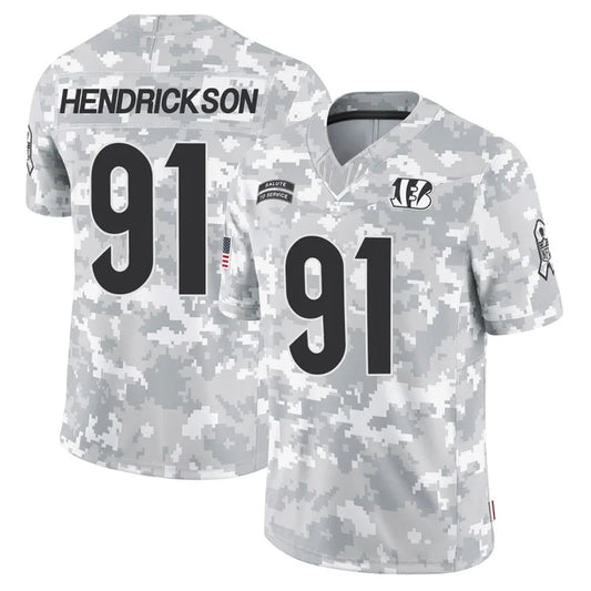 C.Bengals #91 Trey Hendrickson Player Arctic Camo Salute to Service Limited Football Jerseys