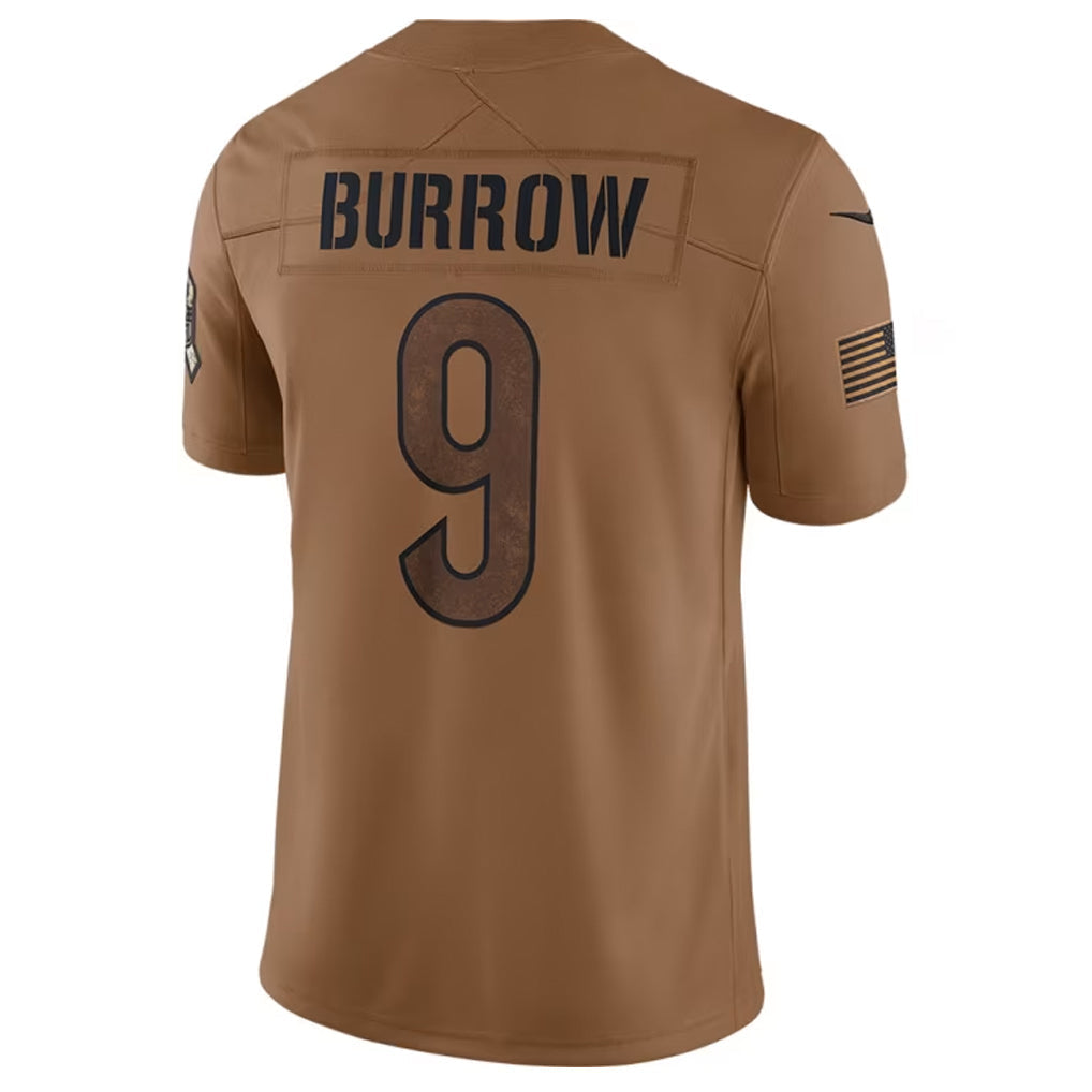 C.Bengals #9 Joe Burrow Player Brown Salute To Service Limited Football Jerseys