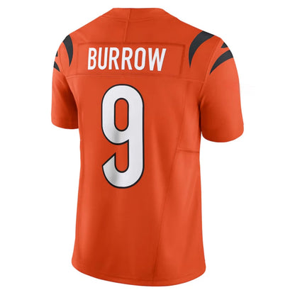 C.Bengals #9 Joe Burrow Player Orange Vapor F.U.S.E. Limited Football Jerseys