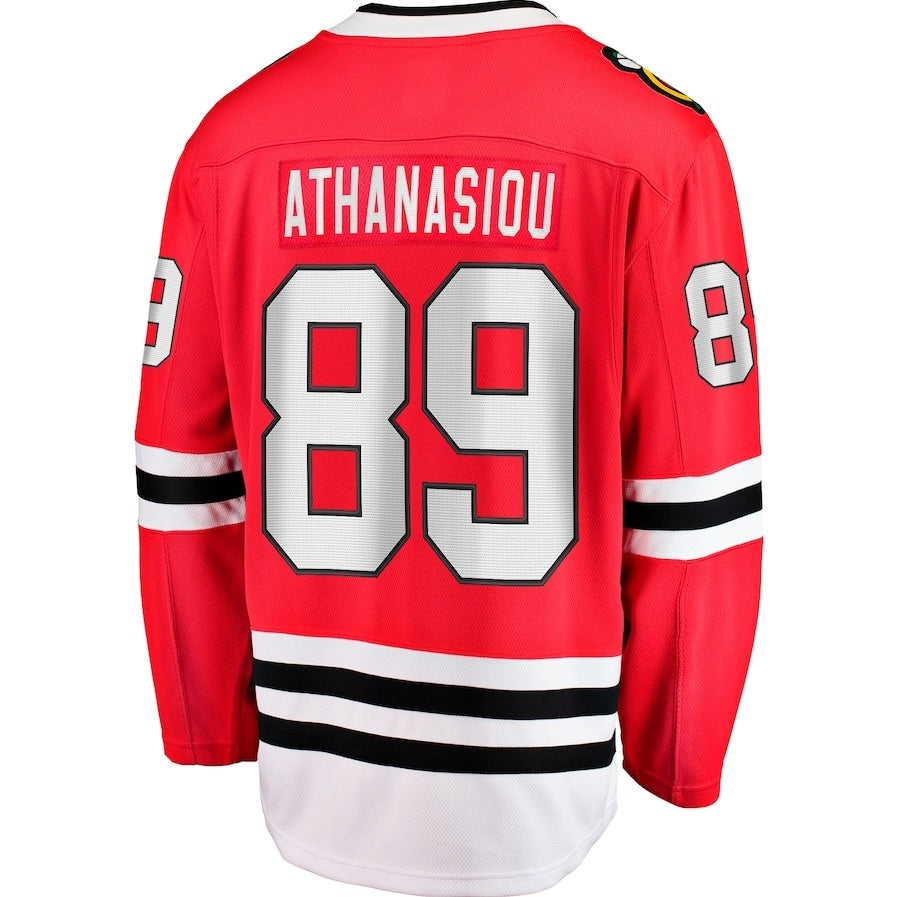 C.Blackhawks #89 Andreas Athanasiou Fanatics Home Breakaway Jersey - Red Stitched American Hockey Jerseys