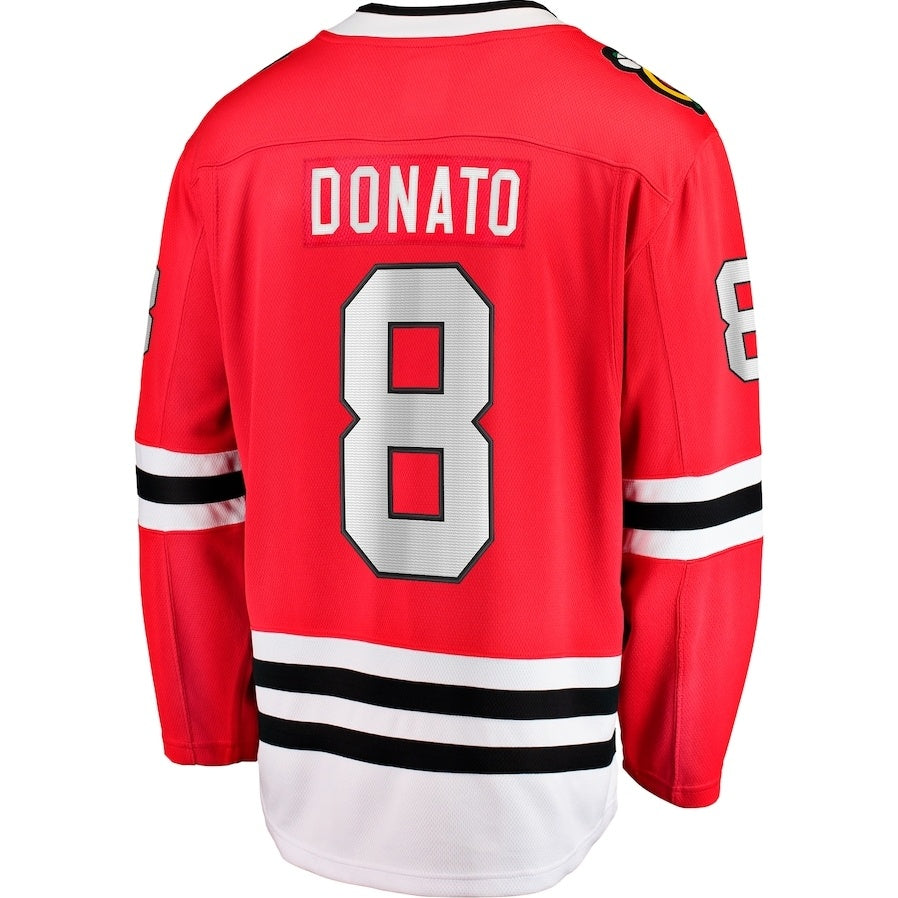 C.Blackhawks #8 Ryan Donato Fanatics Home Breakaway Jersey - Red Stitched American Hockey Jerseys