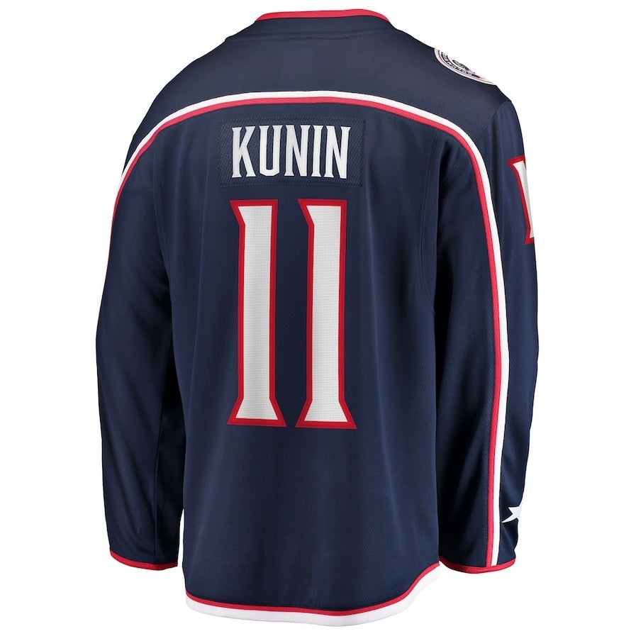 C.Blue Jackets #11 Luke Kunin Fanatics Home Breakaway Jersey - Navy Stitched American Hockey Jerseys