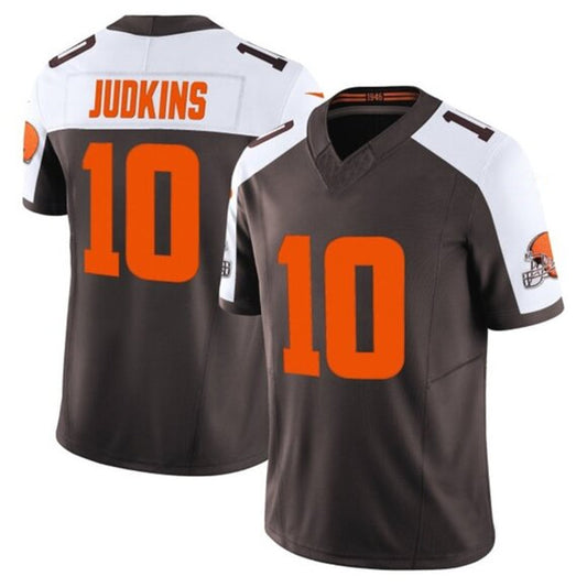 C.Browns #10 Quinshon Judkins Player Brown-White Game Football Jerseys