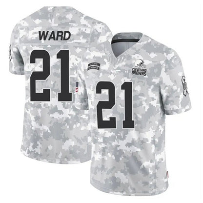 C.Browns #21 Denzel Ward Player Arctic Camo Salute to Service Limited Football Jerseys