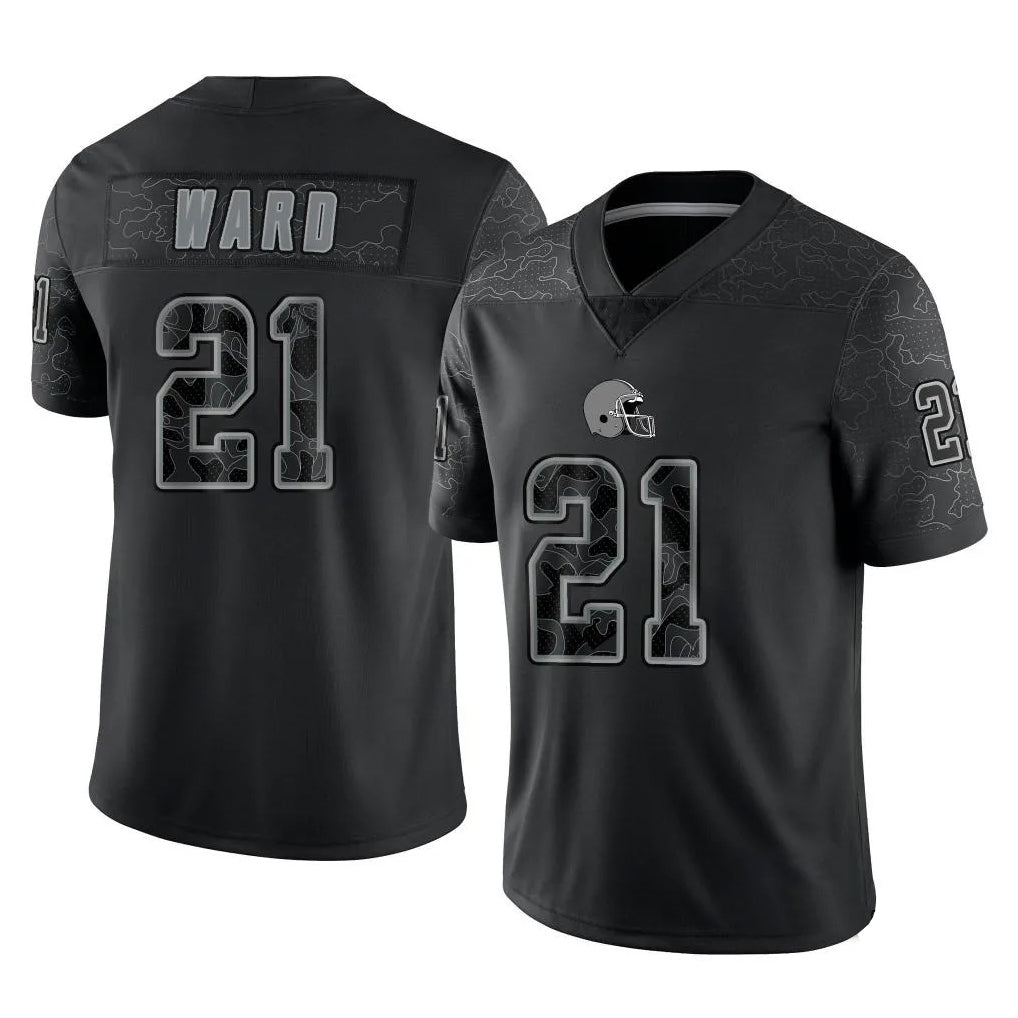 C.Browns #21 Denzel Ward Player Black RFLCTV Limited Football Jerseys