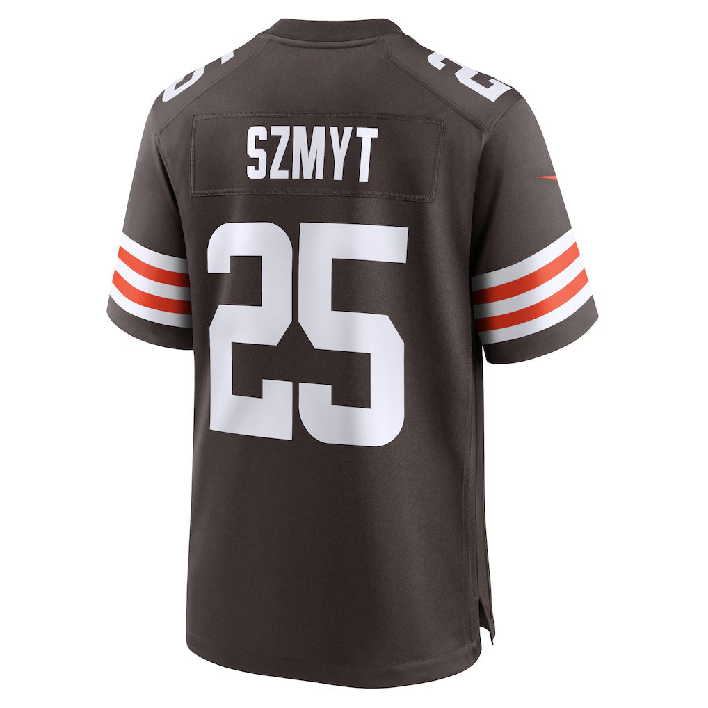 C.Browns #25 Andre Szmyt Player Brown Home Game Football Jerseys