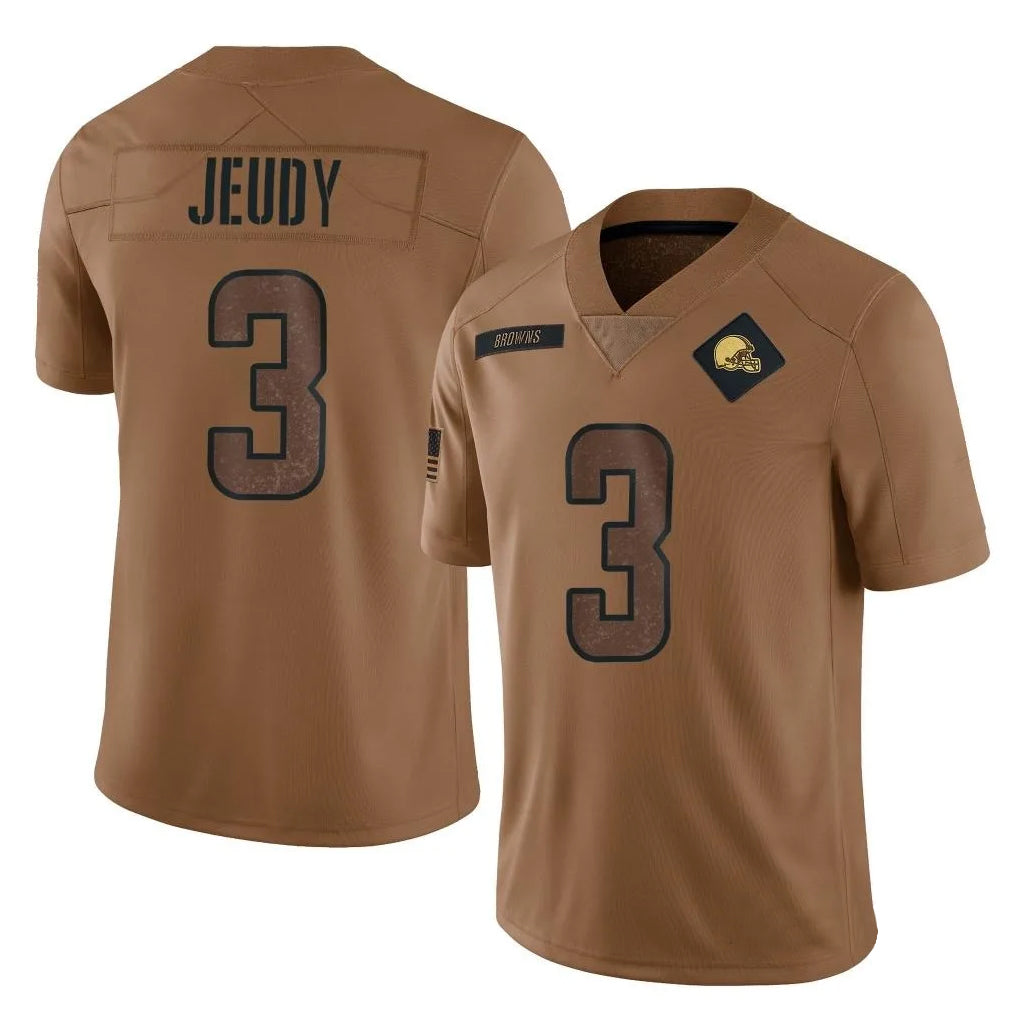 C.Browns #3 Jerry Jeudy Player Brown Salute To Service Limited Football Jerseys