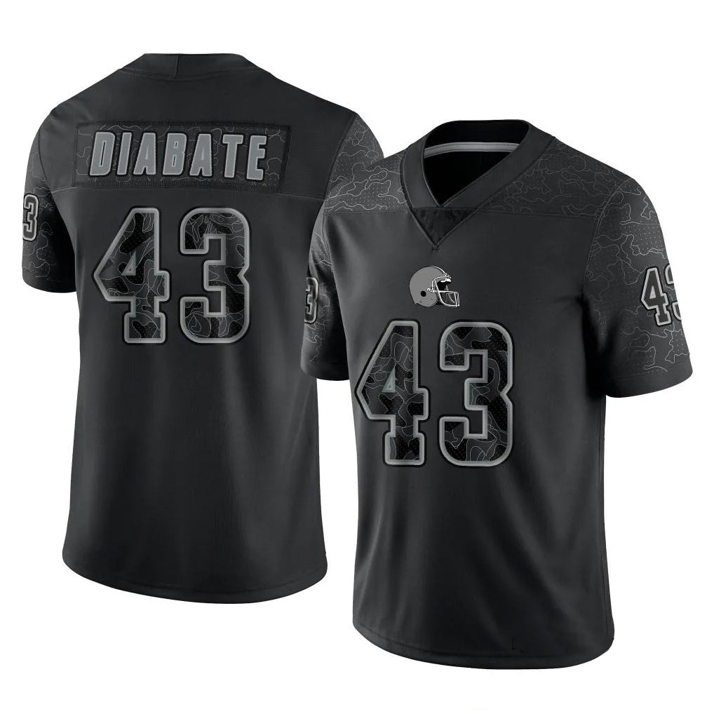 C.Browns #43 Mohamoud Diabate Player Black RFLCTV Limited Football Jerseys