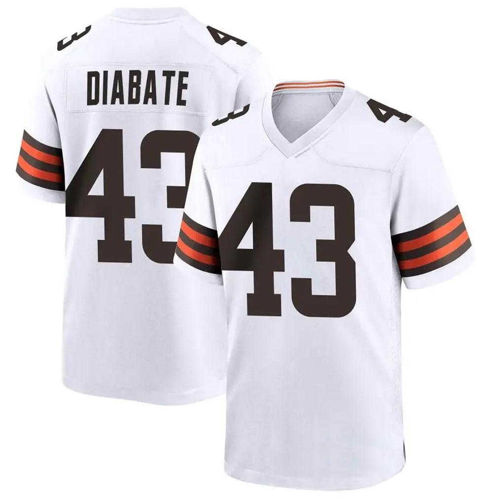 C.Browns #43 Mohamoud Diabate Player White Home Game Football Jerseys