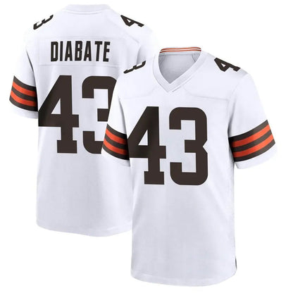C.Browns #43 Mohamoud Diabate Player White Home Game Football Jerseys