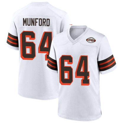 C.Browns #64 Thayer Munford Player 1946 Collection Alternate White Football Jerseys