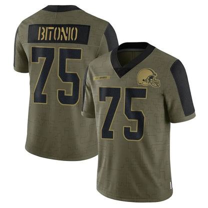 C.Browns #75 Joel Bitonio Player Salute To Service Limited Olive Football Jerseys