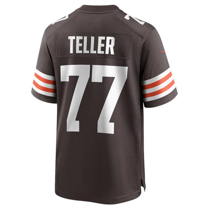 C.Browns #77 Wyatt Teller Player Brown Home Game Football Jerseys