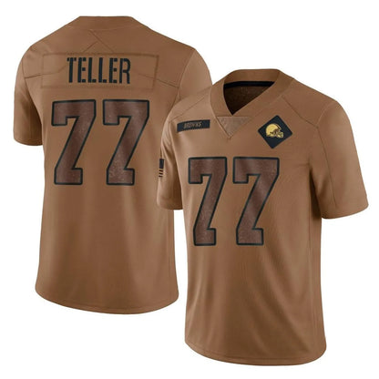 C.Browns #77 Wyatt Teller Player Brown Salute To Service Limited Football Jerseys