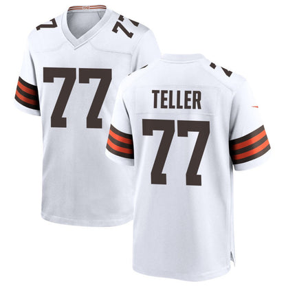 C.Browns #77 Wyatt Teller Player White Home Game Football Jerseys