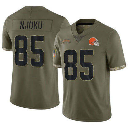 C.Browns #85 David Njoku Player Salute To Service Limited Olive Football Jerseys