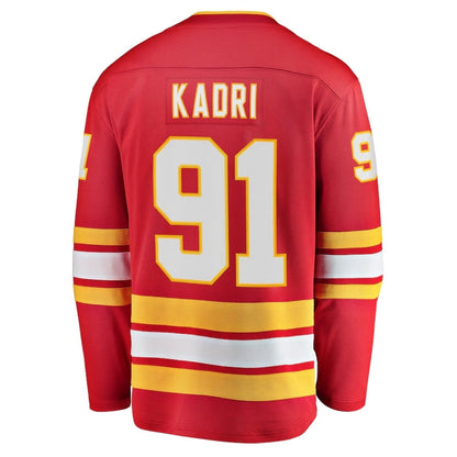 C.Flames #91 Nazem Kadri Fanatics Home Breakaway Player Jersey - Red Stitched American Hockey Jerseys
